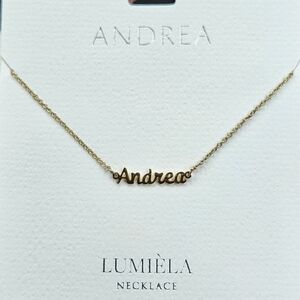 🌸 ANDREA Script Name Chain Goldtone Necklace 🌸
